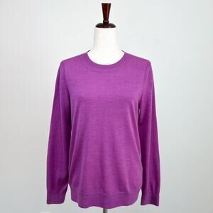 Banana Republic Extra Fine Merino Wool Purple Fuchsia Crewneck Sweater